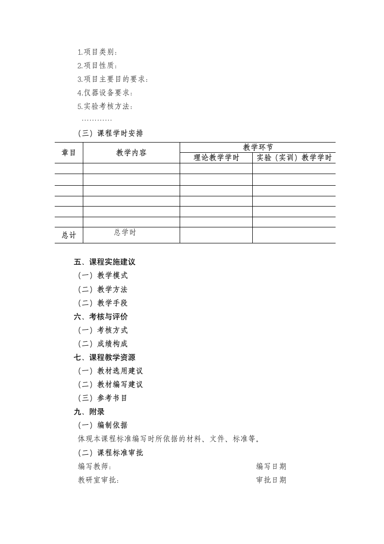 陕西国际商贸学院课程标准书写模板第3页