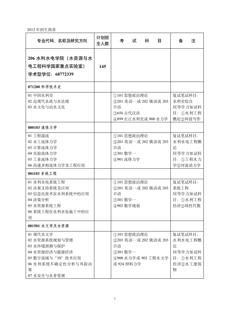 武汉大学水利招生简章第1页