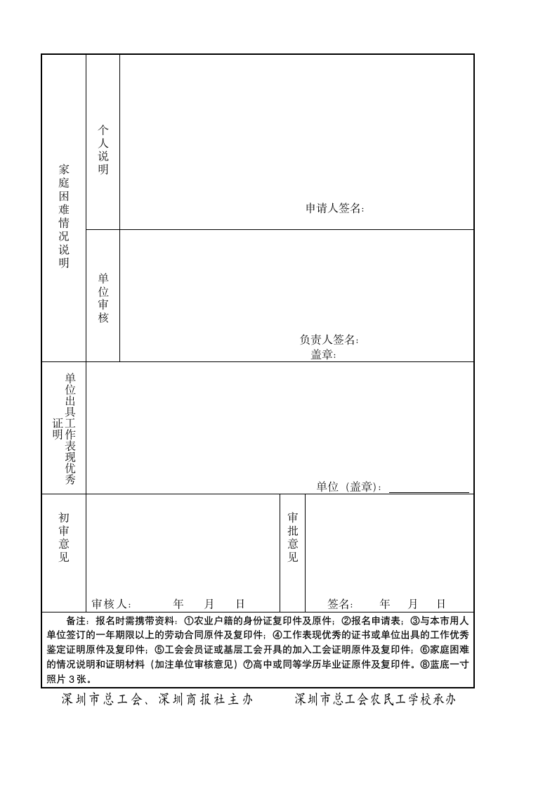 大专报名表第2页