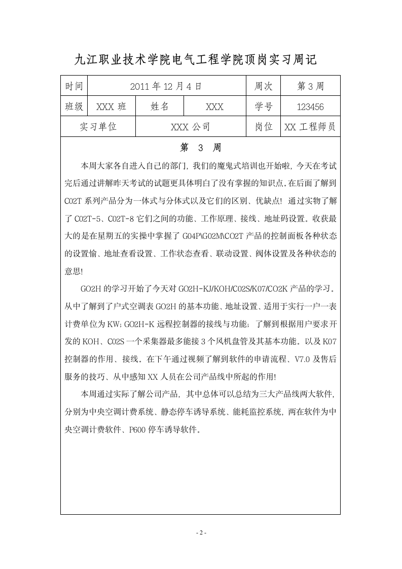 九江职业技术学院 顶岗实习周记20篇第3页