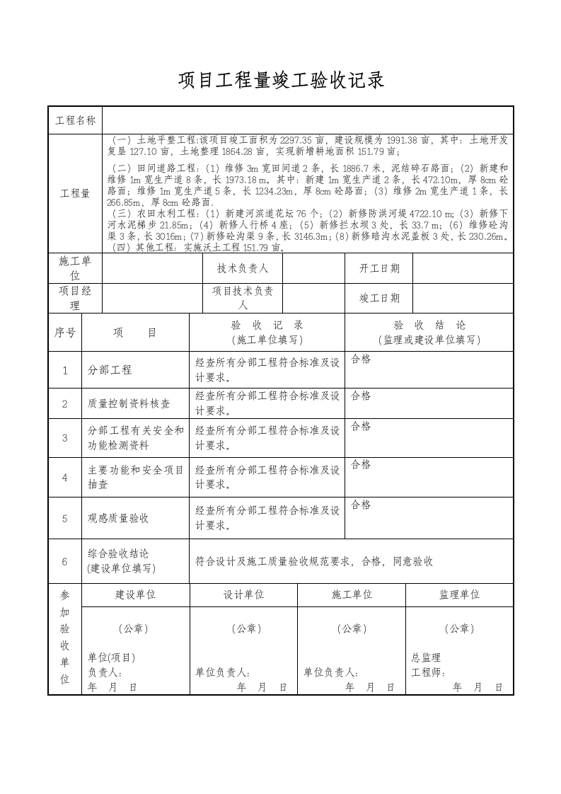 项目工程量竣工验收记录.docx第1页