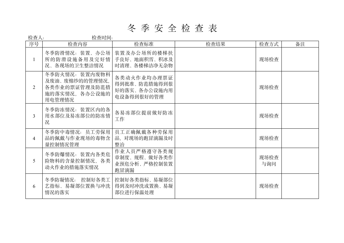 季节性安全检查表格季节性安全检查表格.doc第5页