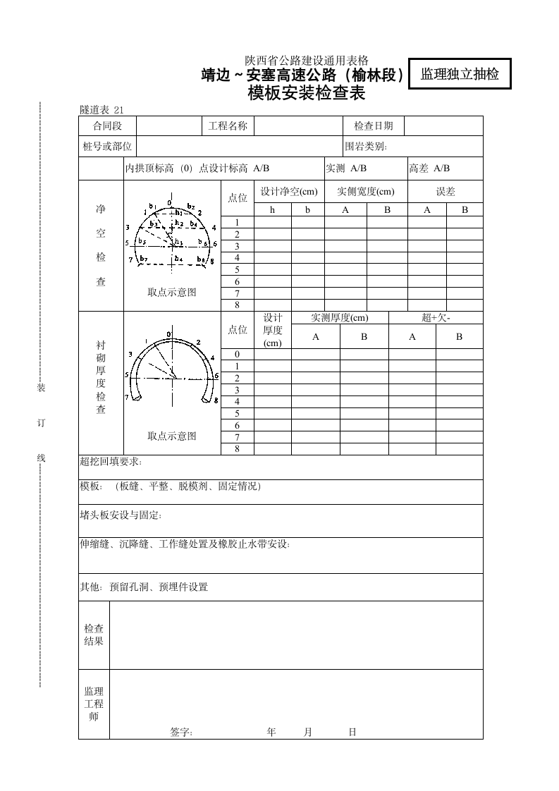 某地区模板安装检查表详细文档.doc第1页