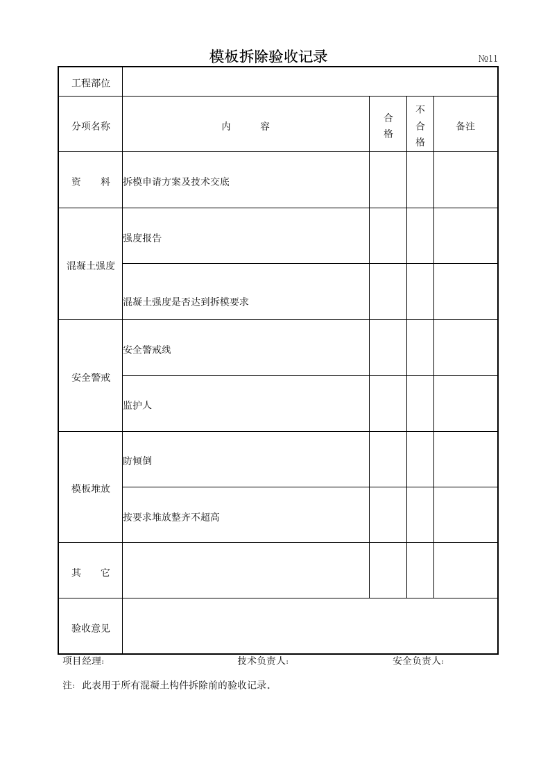 某公司模板拆除验收记录.doc第1页