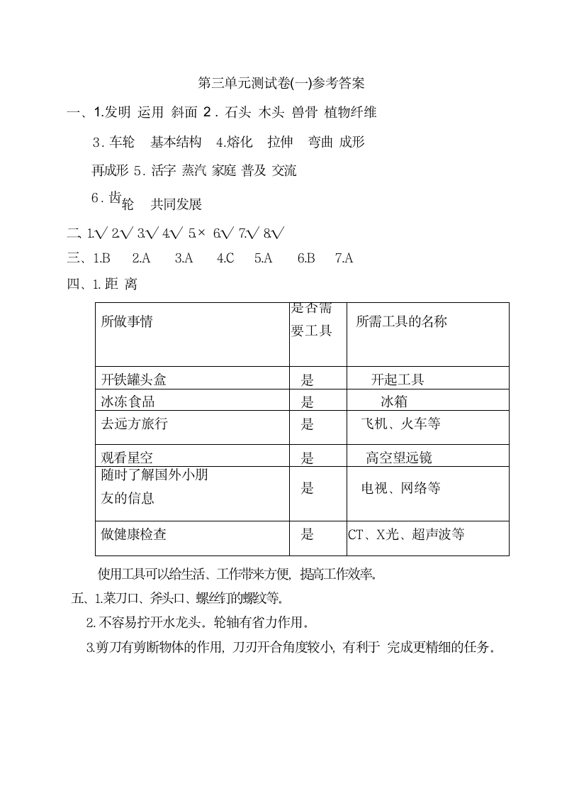 教科版（2017秋）科学 六年级上册 第三单元 工具与技术 单元测试卷1（含答案）.doc第5页