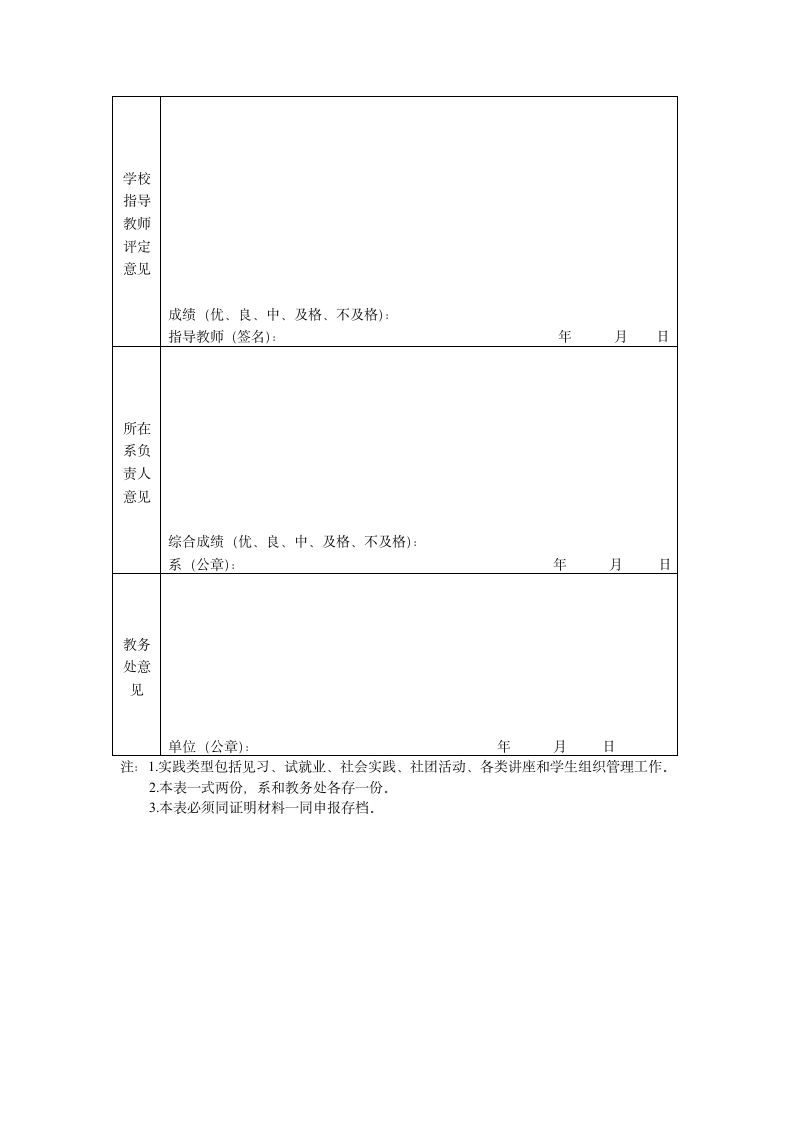 四川师范大学文理学院实践学分申请表第2页