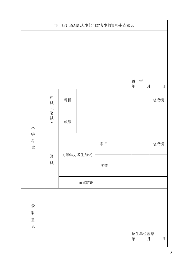 报名序号：______(由报名点填写) 准考证编号：______(由招生单位填写)第7页