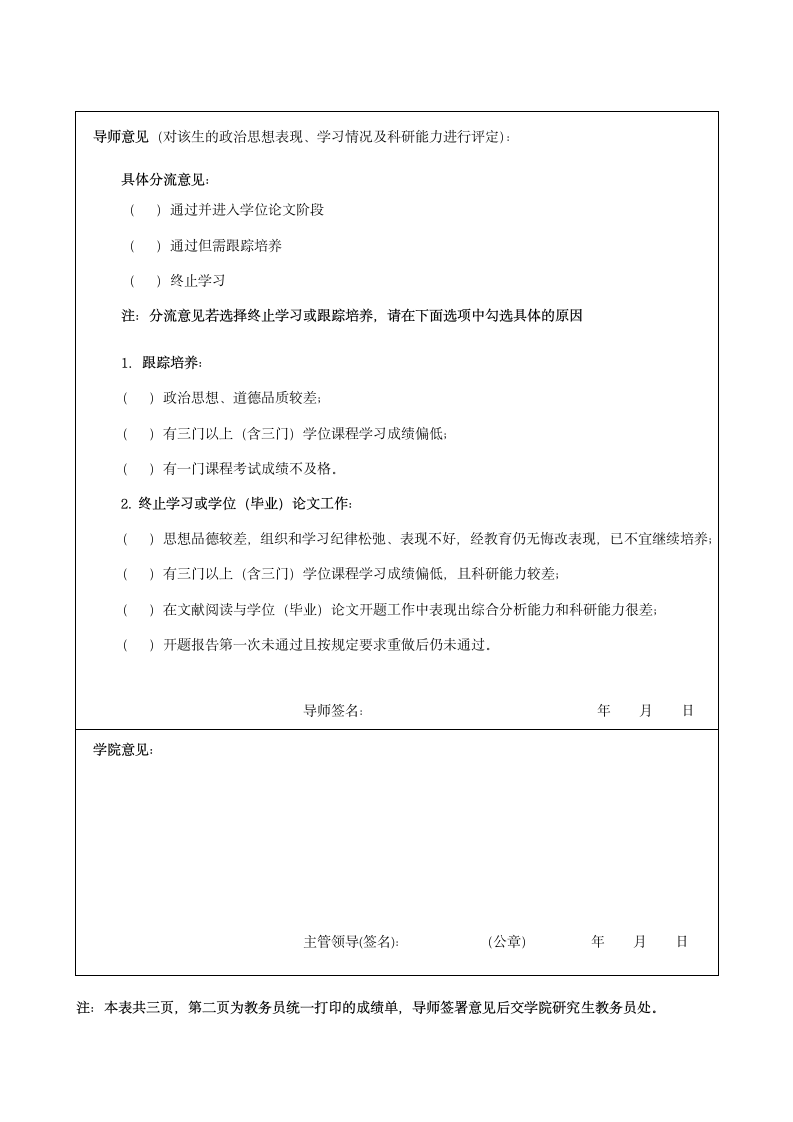 华南理工大学研究生阶段考核表第2页