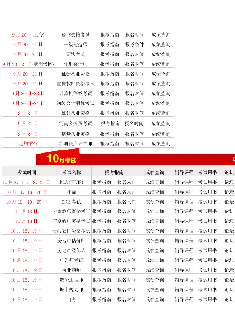 2014年各种考试的时间第2页