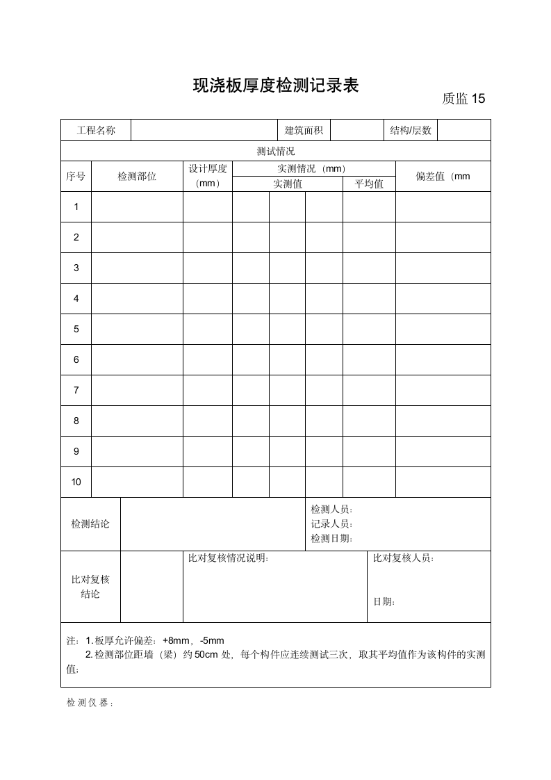 现浇板厚度检测记录表.doc第1页