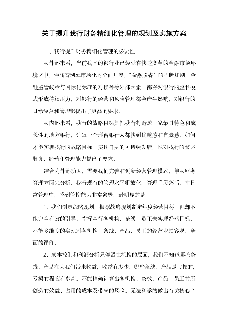 财务精细化管理的规划及实施方案.docx