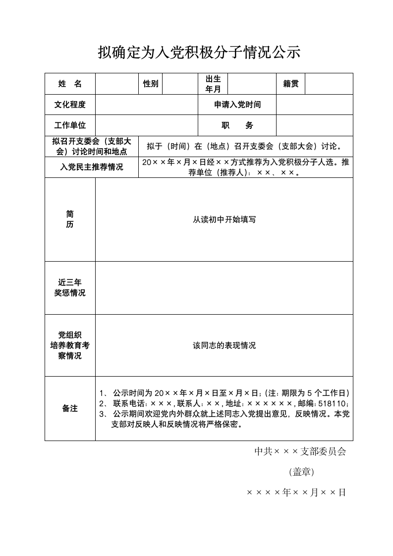 拟确定为入党积极分子情况公示.doc