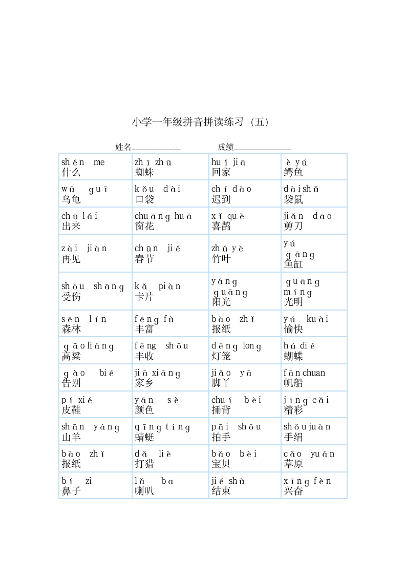 小学一年级拼音拼读练习.docx第5页