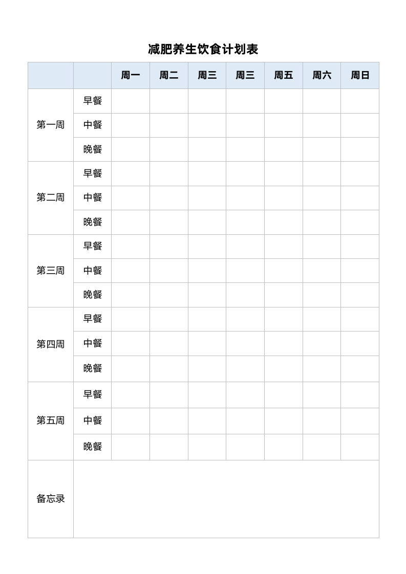 减肥养生饮食计划表.docx第1页