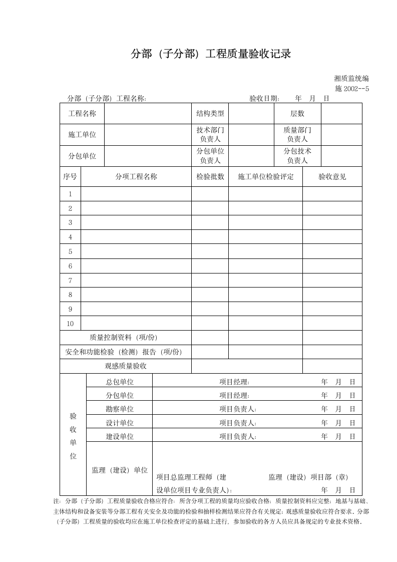 分部子分部工程质量验收记录材料.doc