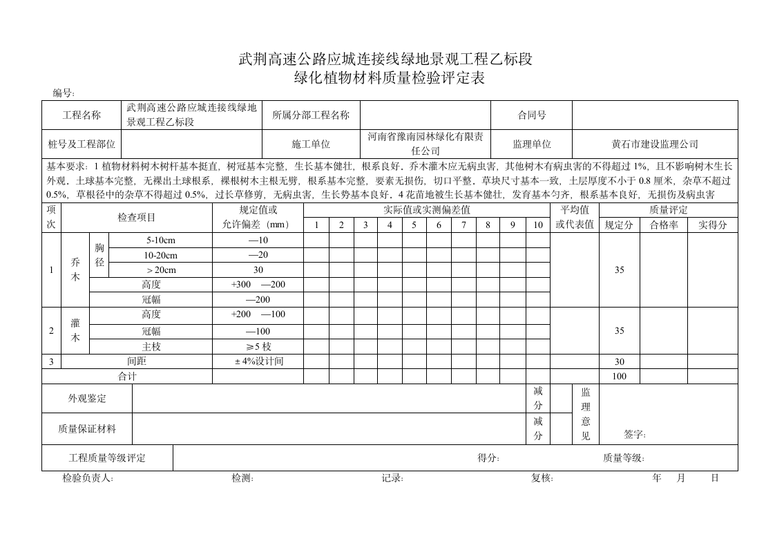 园林绿化质量验收评定表.doc