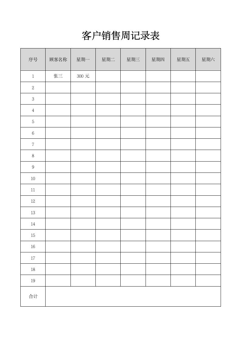 客户销售周记录表.docx第1页