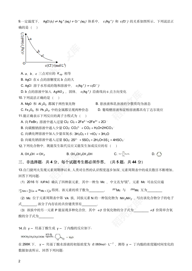 2019年高考化学真题试卷（海南卷）(学生版).docx第2页