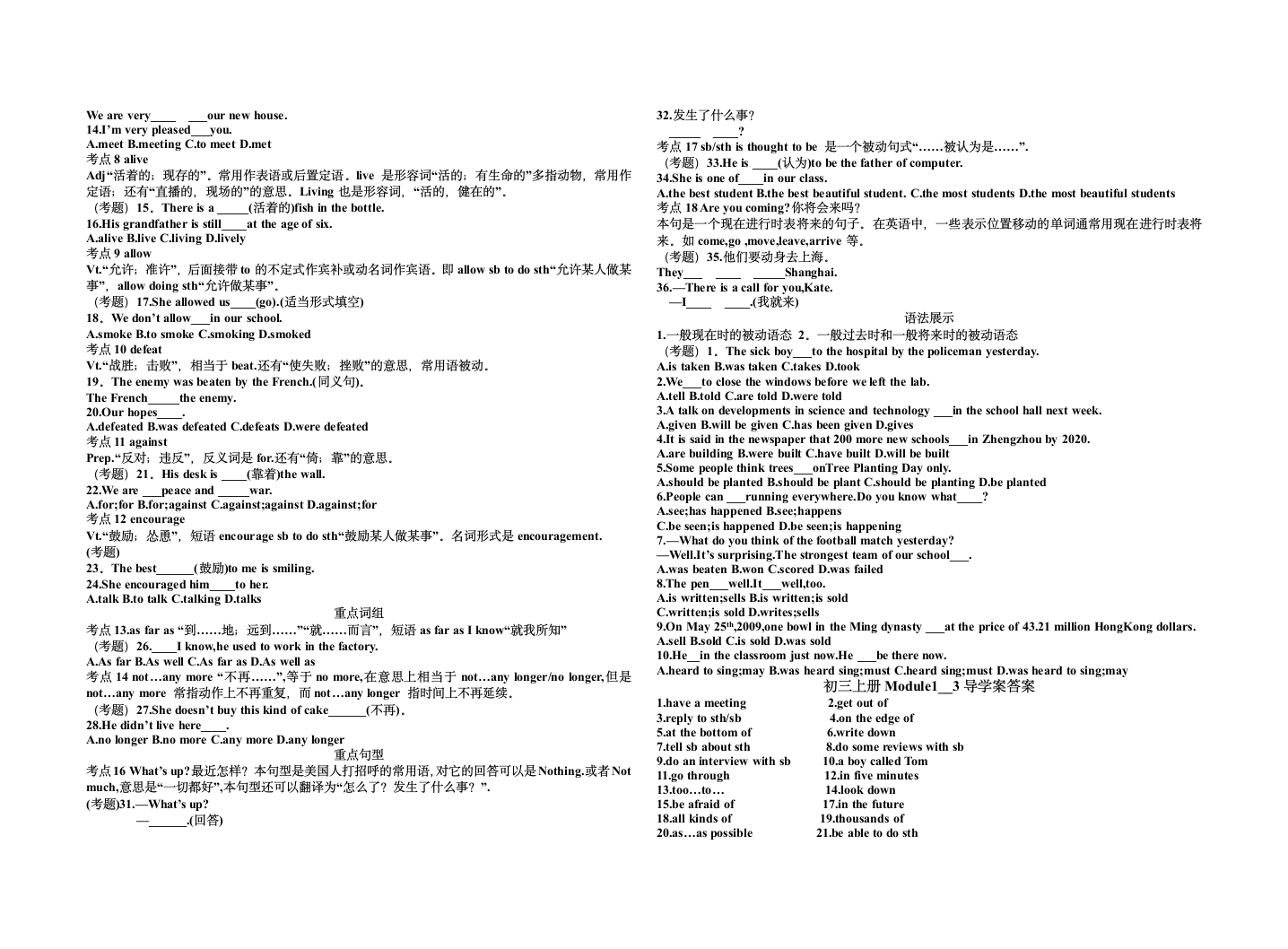 外研版初三上册Module1~Module3导学案.doc第2页