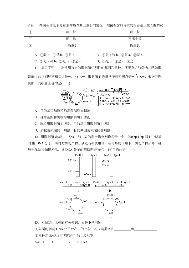 【课后集训】第3章  基因工程 第1节 重组DNA技术的基本工具（word版含解析）.doc第3页