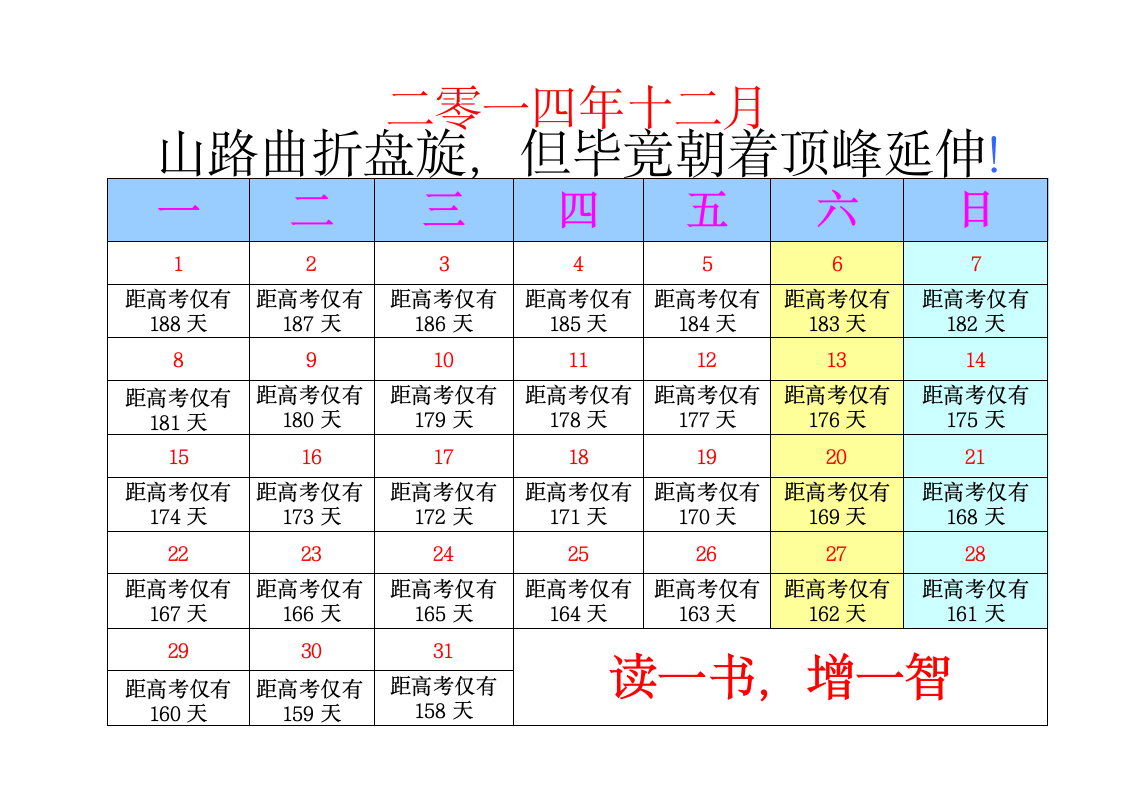 2015高考倒计时日历第5页