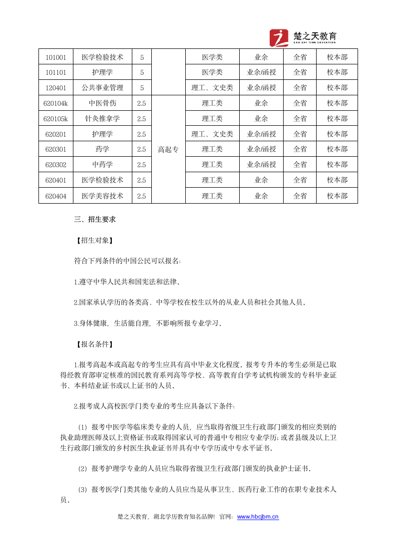 2018年湖北中医药大学成人教育招生简章第2页