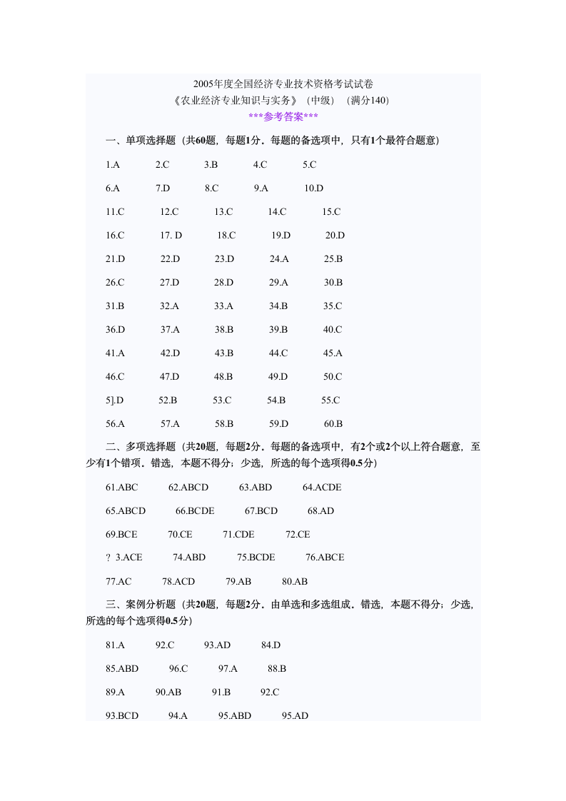 2005年度全国经济专业技术资格考试试卷第1页