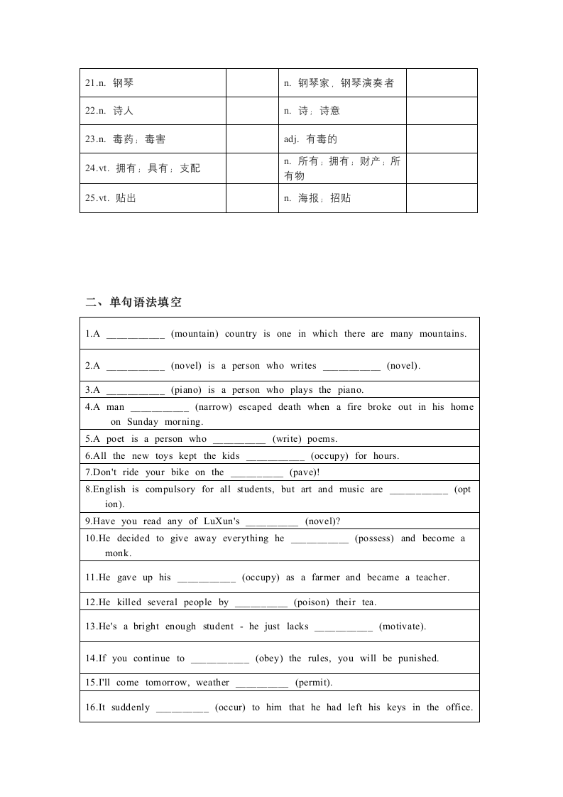 2022届高考词汇及延伸词汇自测及语法填空练习（12）（含答案）.doc第2页