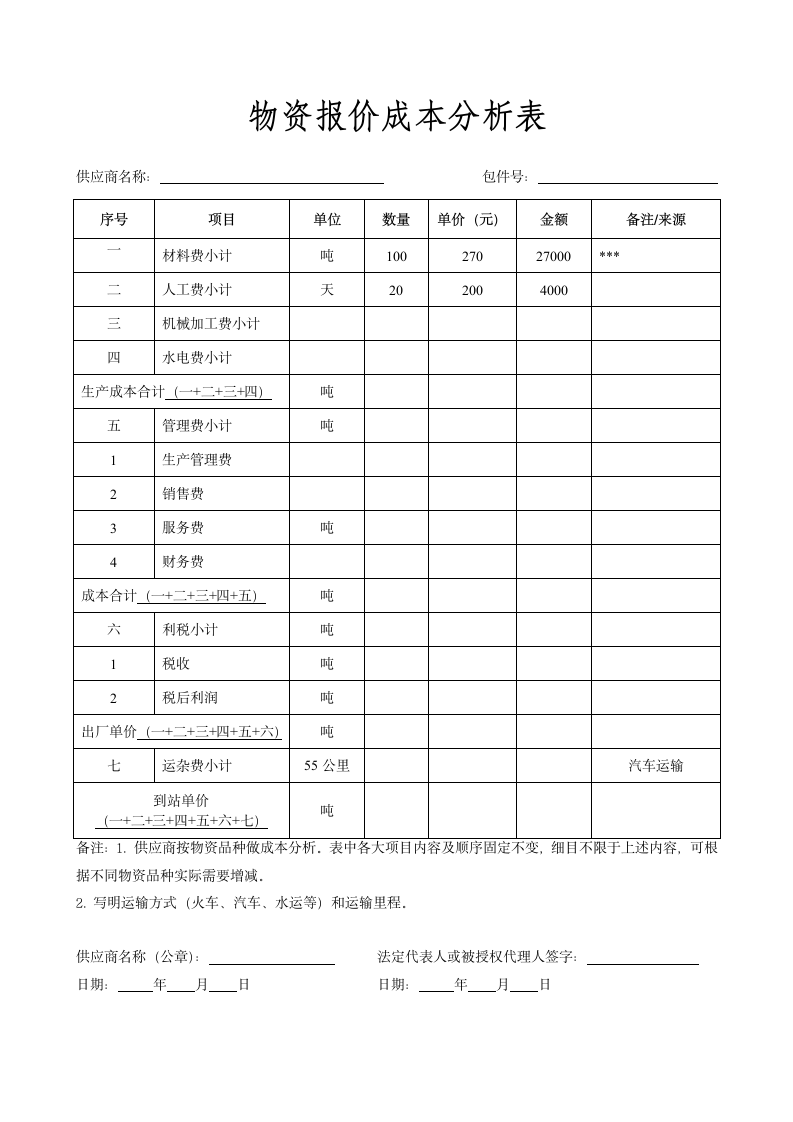 物资报价成本分析表.docx