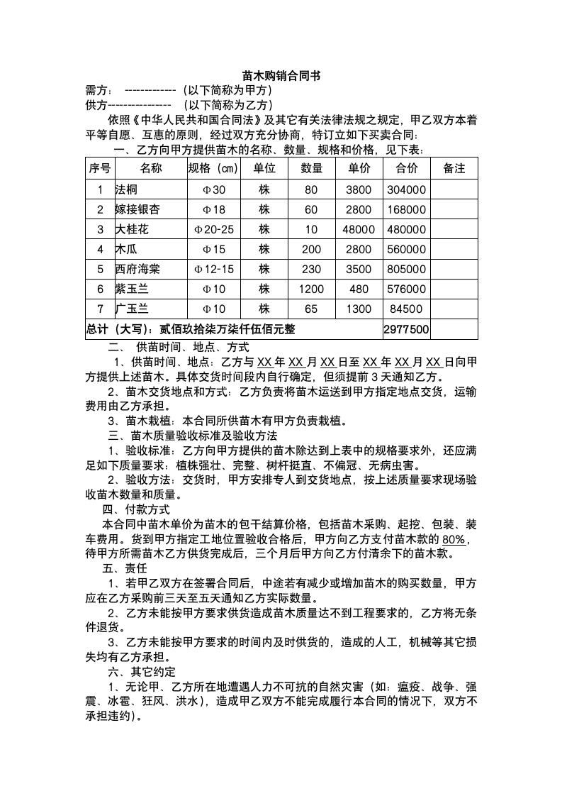 绿化苗木购销合同书.docx第2页