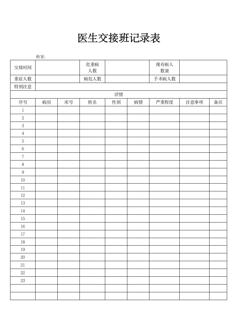 医生交接班记录表.docx第1页