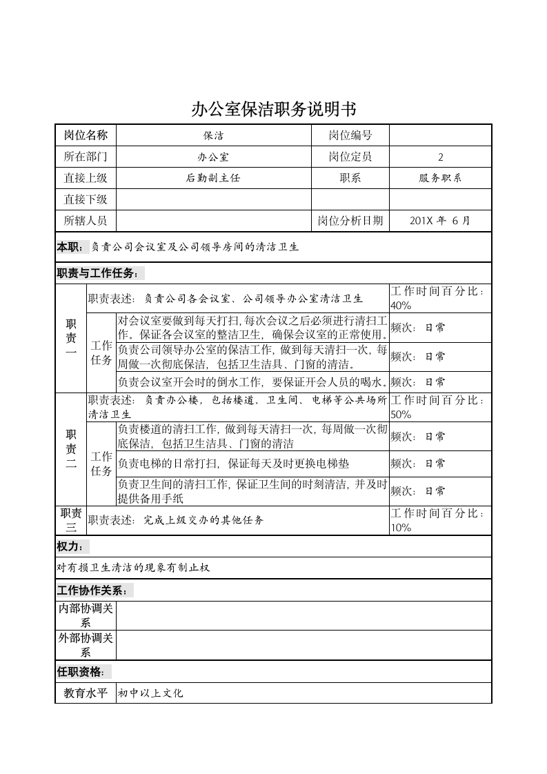 办公室保洁职务说明书.doc第1页