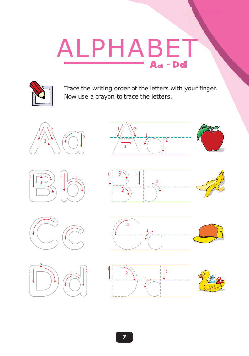 幼儿英文字母A-D描红字帖识字卡打印版.docx