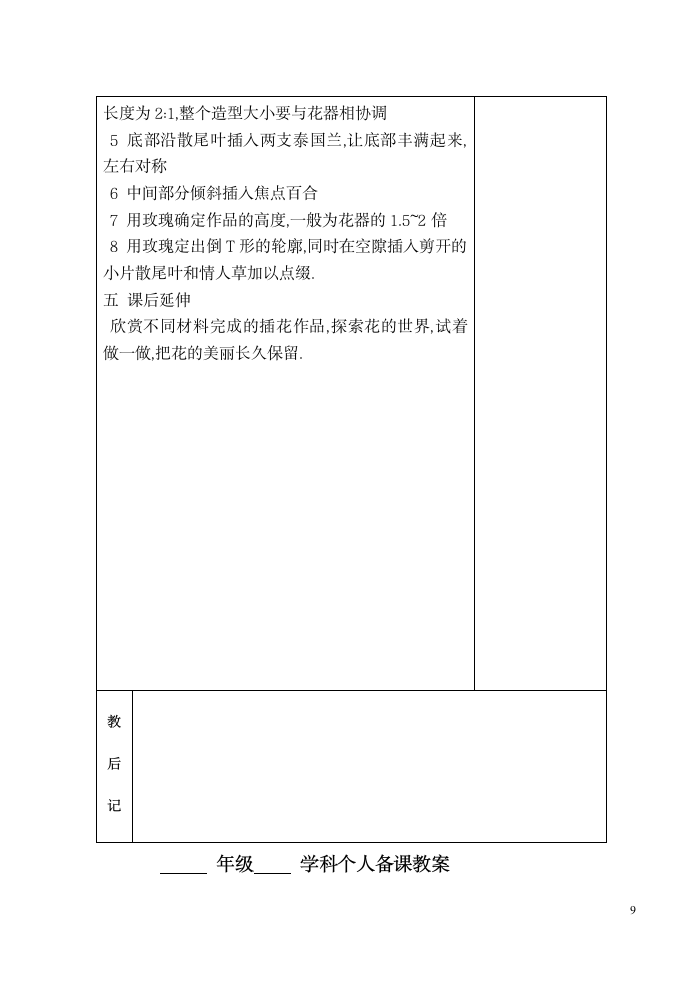 六年级劳动下册教案 （表格式）.doc第9页