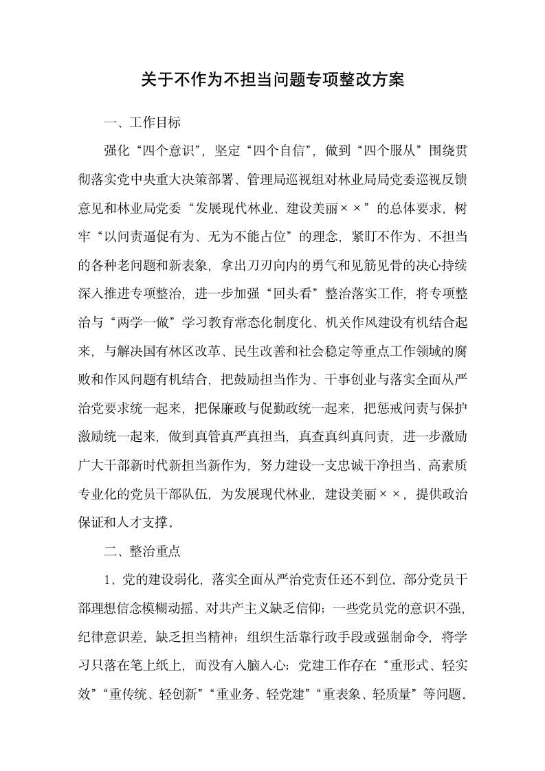 不作为不担当问题专项整改方案.docx