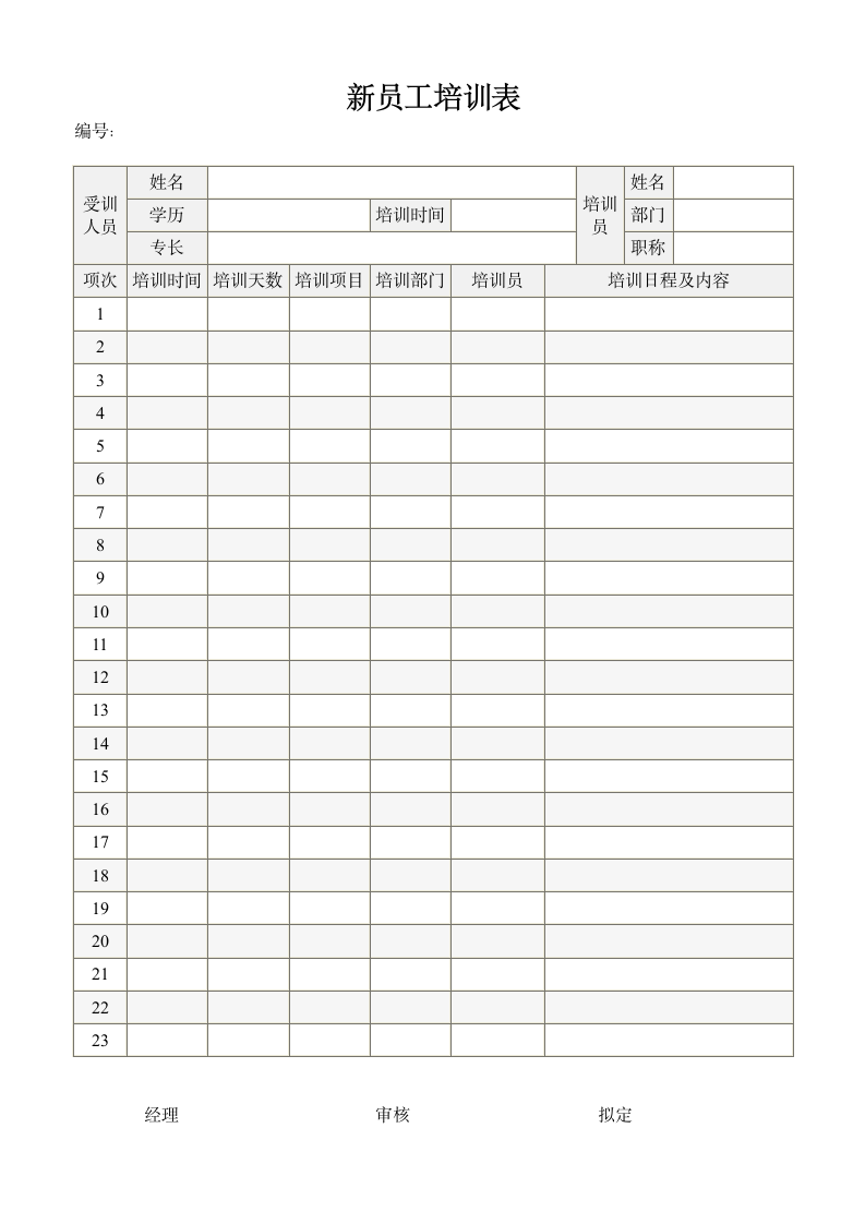 新员工培训表.doc