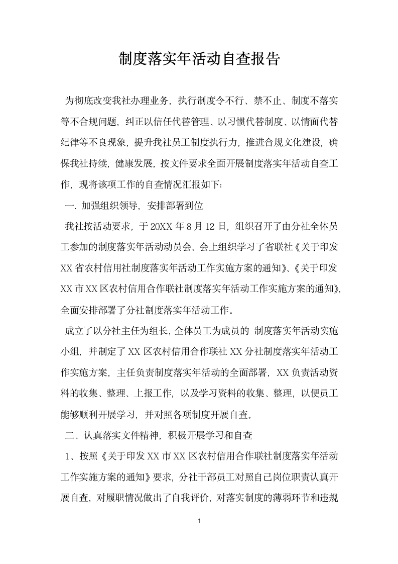 制度落实年活动自查报告.docx