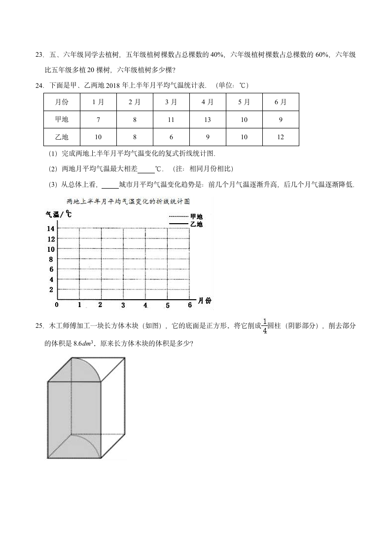 2022年小学六年级下册小升初数学押题试卷（八）苏教版（含解析）.doc第4页