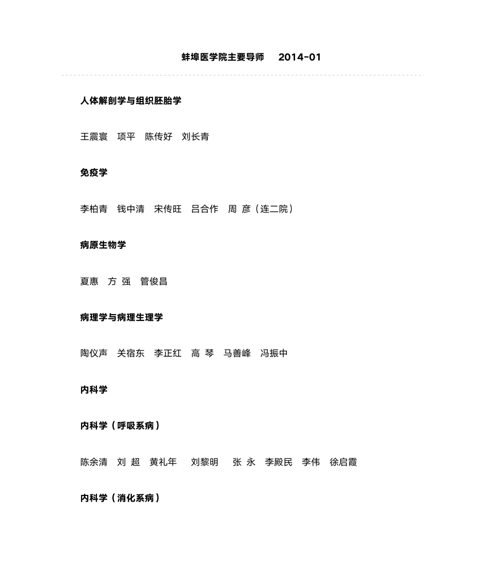 蚌埠医学院主要导师第1页