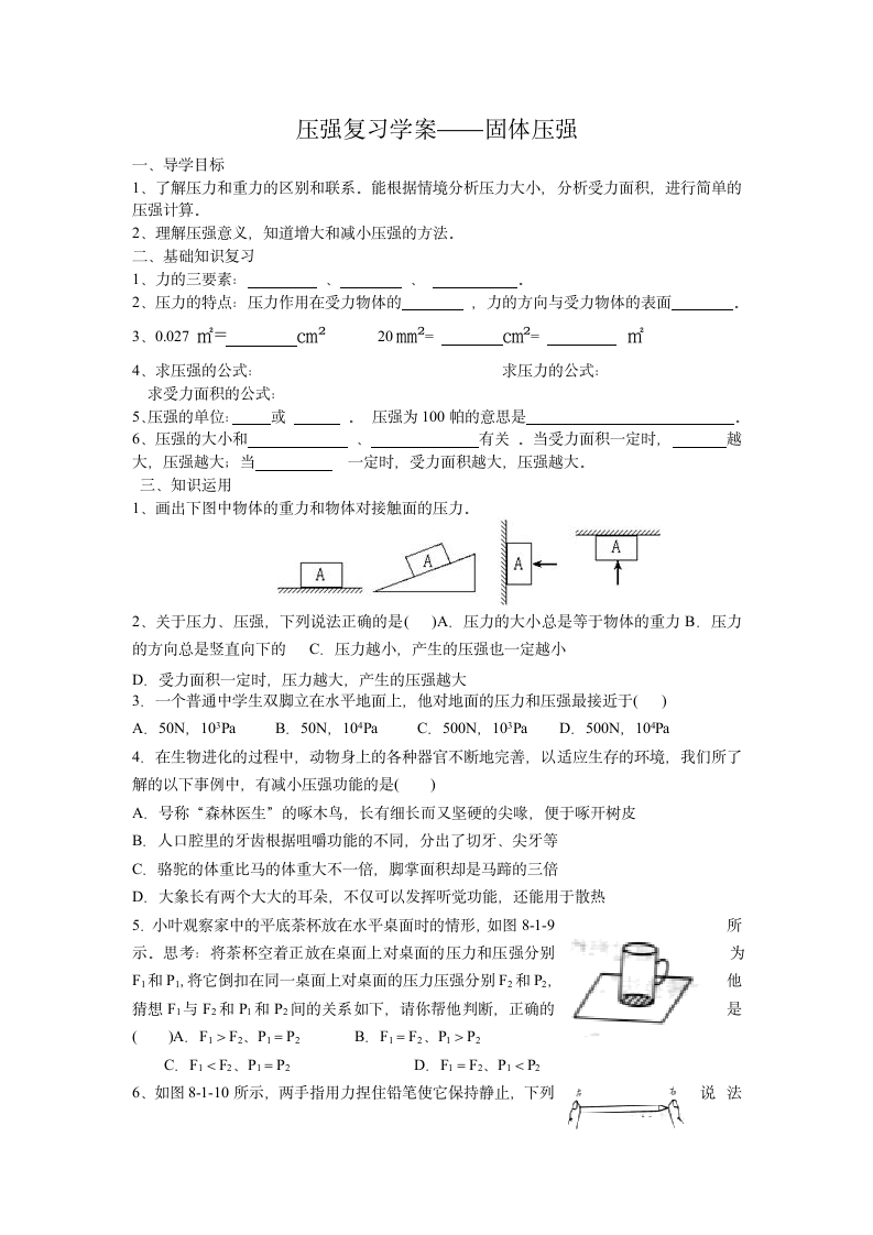 固体压强复习学案.doc第1页