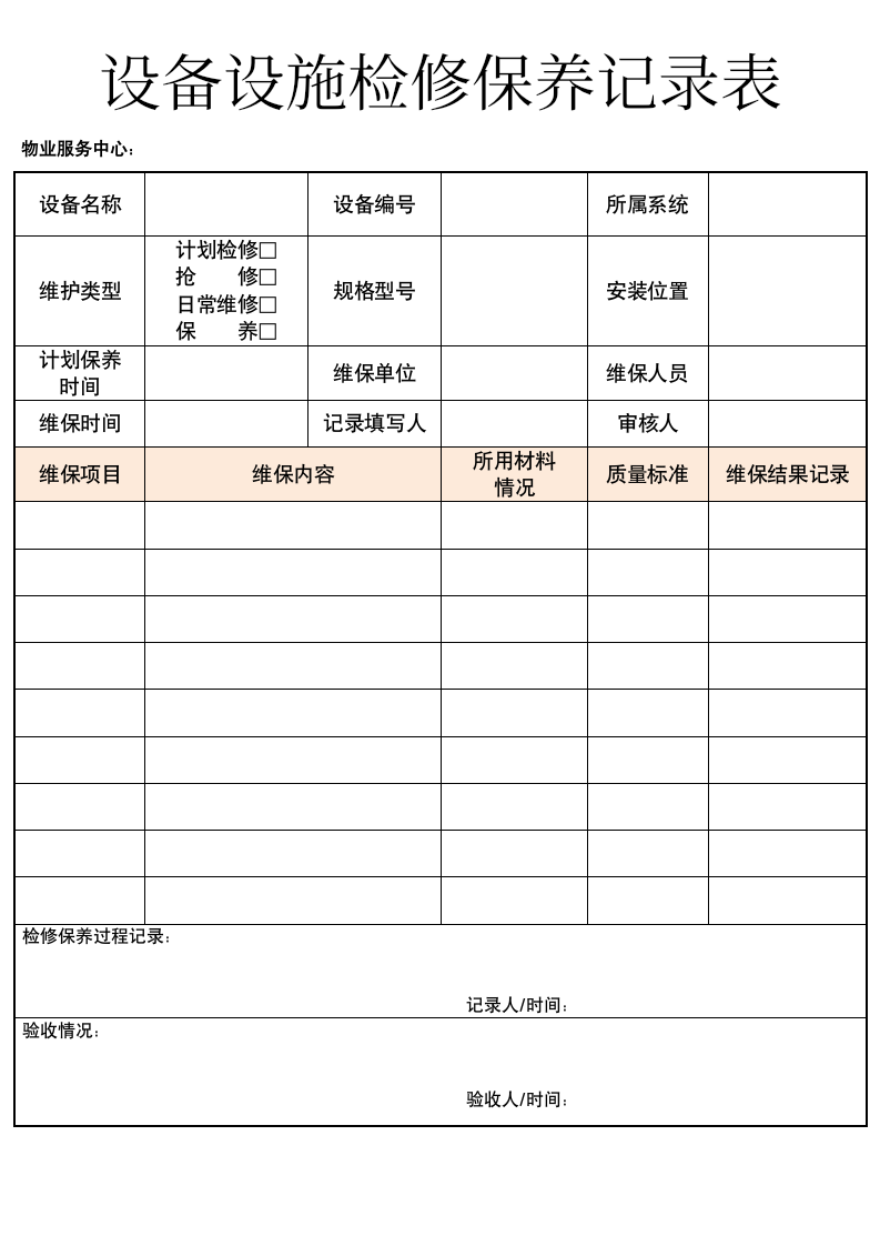 设备设施检修保养记录表.docx