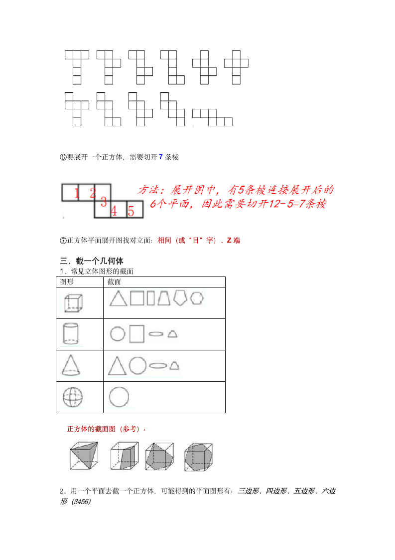 北师大七年级数学上册第一章丰富的图形世界初中数学学霸笔记（学习方法+技巧归纳）.doc第2页