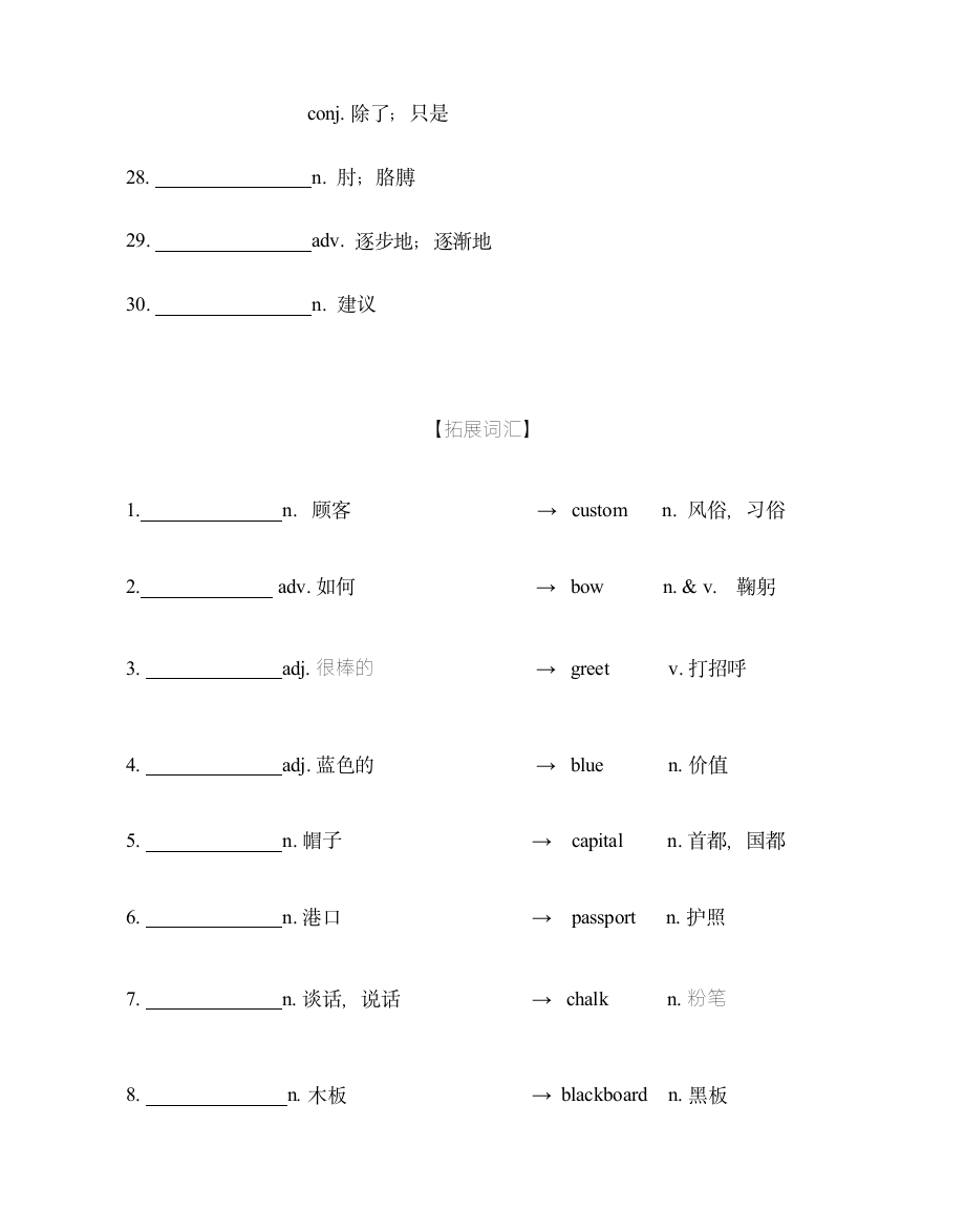 2022春-Unit 10 You're supposed to shake hands 核心词汇精练(原卷版).docx第3页