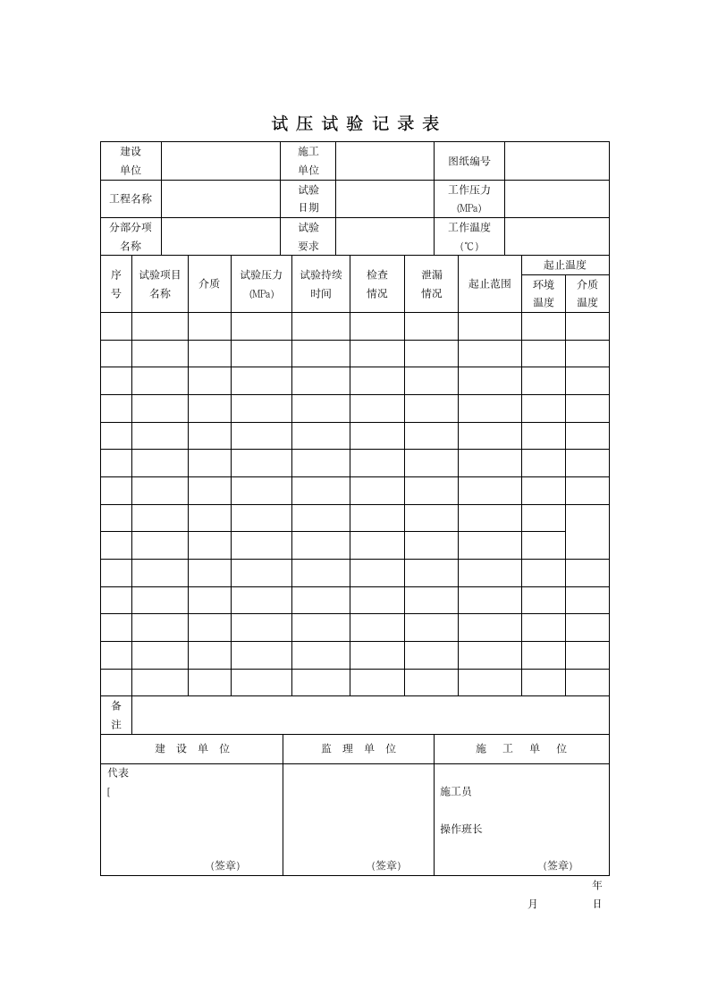 试压试验记录表.doc