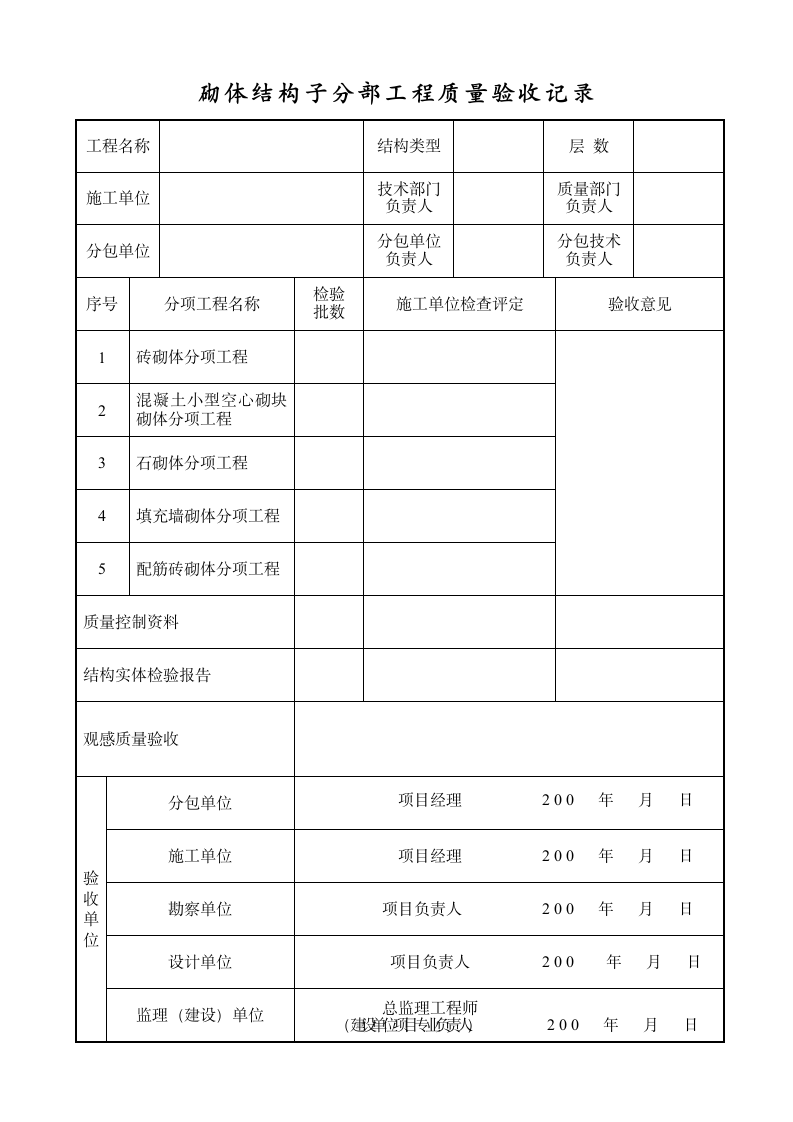 砌体结构子分部工程质量验收记录.doc