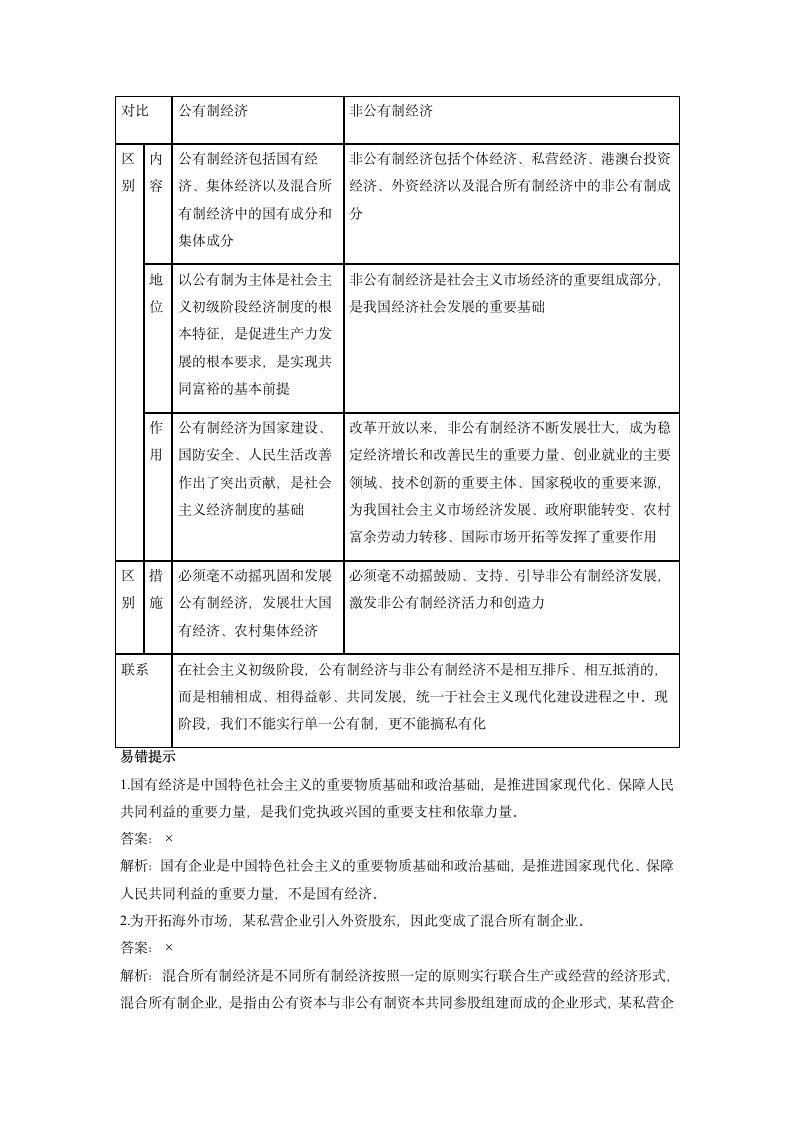 1.1 公有制为主体 多种所有制经济共同发展 学案 -2022-2023学年高中政治统编版必修二经济与社会.doc第2页