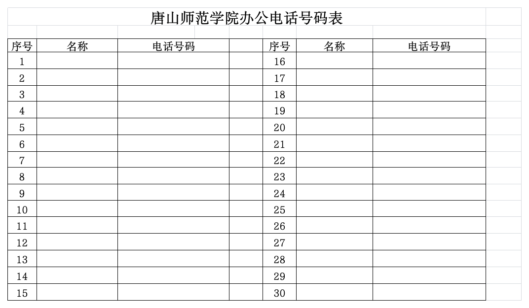 唐山师范学院办公电话号码表第1页