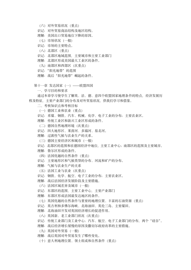 天津2009年高等教育自学考试国际贸易地理课程考试大纲第6页