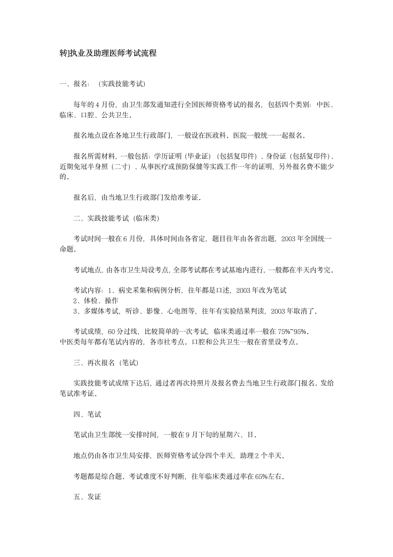 助理执业医师考试流程第1页