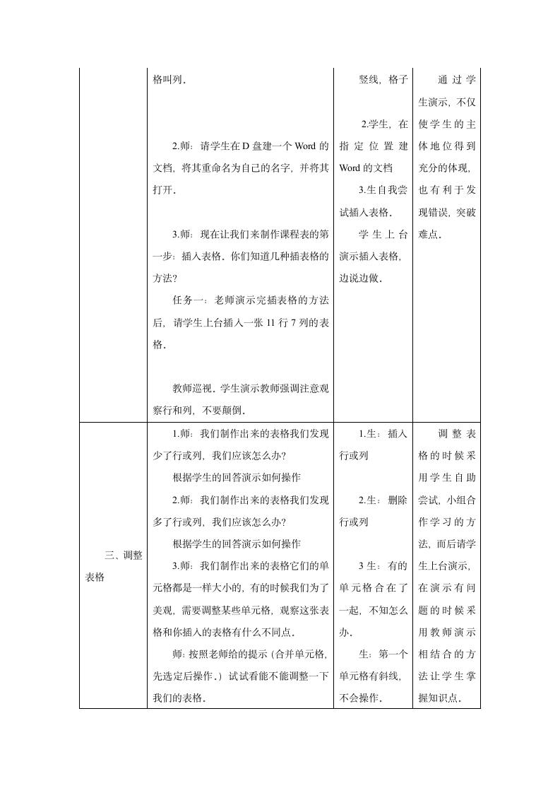 四年级下册信息技术第3课 制作课程表教案   闽教版.doc第2页